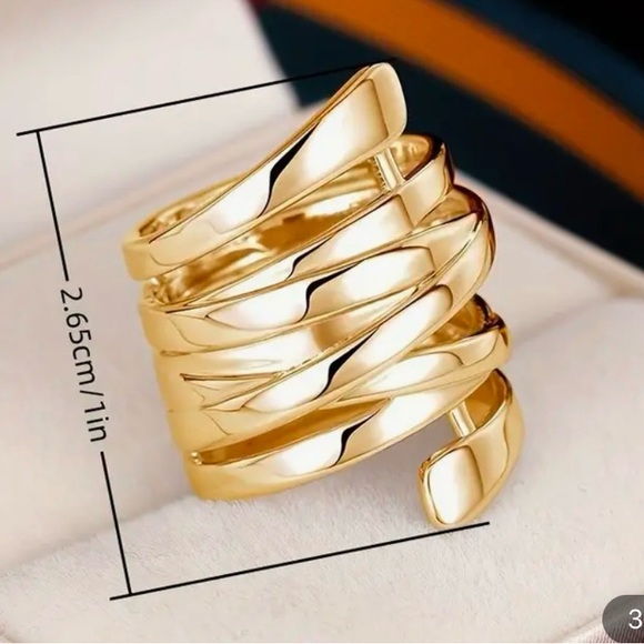 Gold Wrap Statement Ring — Adjustable Chic Fashion Ring (Size 5) - Picture 5 of 6